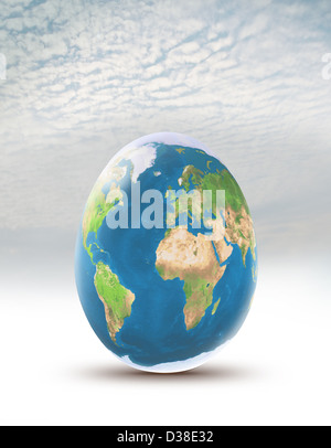 Illustrative image of globe impression on an egg Stock Photo