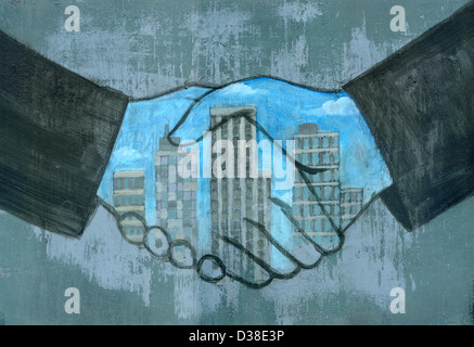 Illustrative image of merger's hands sealing a deal Stock Photo