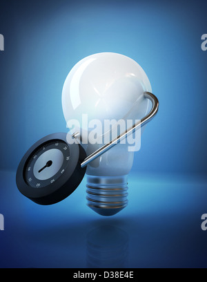 Illustrative image of light bulb locked with padlock representing security of ideas Stock Photo
