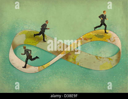 Illustrative image of businessmen running on infinity symbol Stock Photo