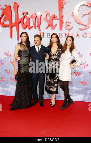 Famke Janssen, Jeremy Renner, Gemma Arterton and Pihla Viitala attending the premiere of 'Haensel und Gretel: Hexenjaeger / Hansel & Gretel: Witch Hunters' at Kino in der Kulturbrauerei, Berlin. February 12, 2013 Stock Photo