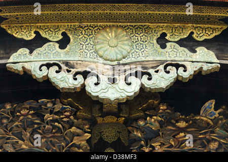 Religious wooden Carving on Ninomaru temple, Kyoto imperial palace , Japan Stock Photo