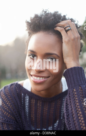 Close up of smiling womans face Stock Photo