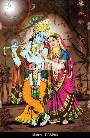 Hindu god and goddess Radha-Krishna Stock Photo