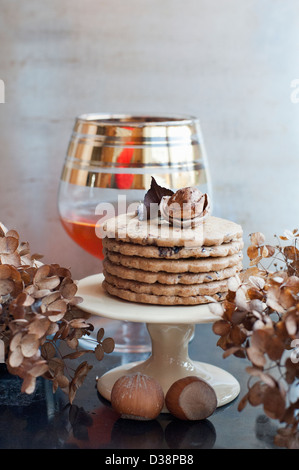 Platter of cookies with nuts Stock Photo