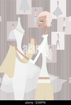 Female fashion designer in a boutique Stock Photo