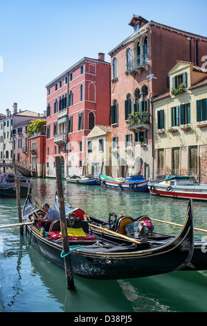 Gondolas on the Canal Bordering the Campo San Giovanni e Paolo in the Castello District of Venice Stock Photo