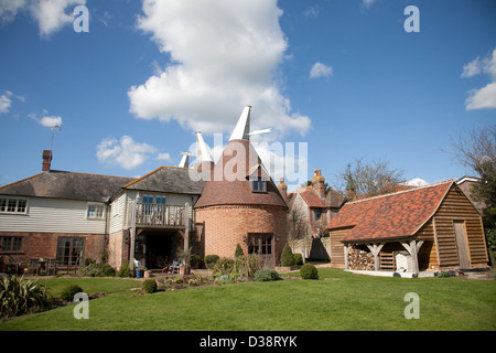 The garden of an oast house in Kent Stock Photo