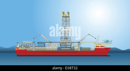 Oil well drilling ship Stock Photo