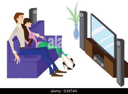 Couple watching television Stock Photo