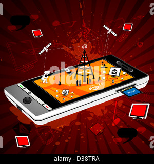 Emails being downloaded on a smart phone Stock Photo