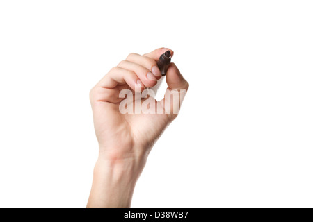 Hand holding marker Stock Photo