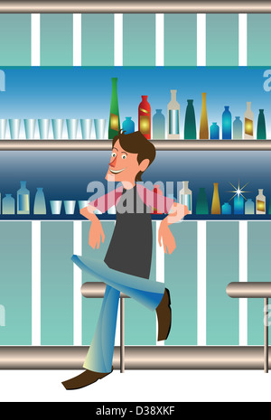 Teenage boy at a bar counter Stock Photo