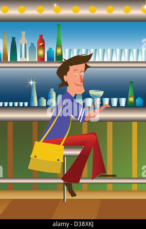 Teenage boy at a bar counter Stock Photo