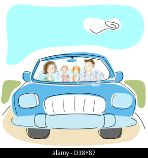 Family traveling in a car Stock Photo