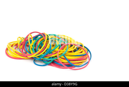 colorful rubber bands on white background Stock Photo