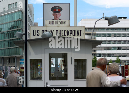 Berlin, Germany, tourists at Checkpoint Charlie Stock Photo