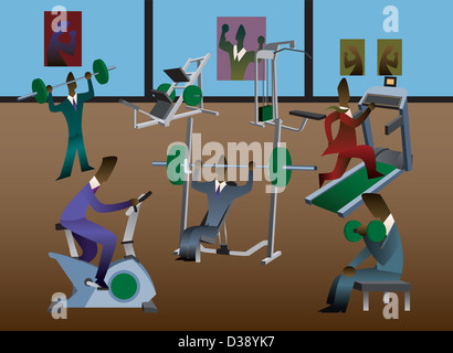 Businessmen exercising in a gym Stock Photo