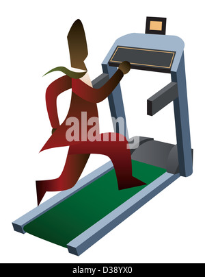 Businessman running on a treadmill Stock Photo