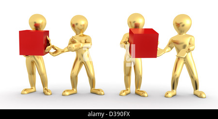 Conceptual image of teamwork. Men with boxes. 3d Stock Photo - Alamy