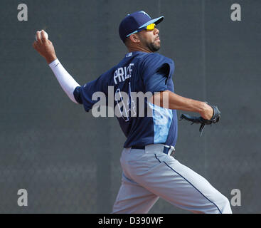 Feb. 13, 2013 - Port Charlotte, Florida, U.S. - CHRIS ZUPPA   |   Times .Tampa Bay Rays pitcher David Price works out during spring training at the Charlotte Sports Park in Port Charlotte, Fla., on Wednesday, 02/13/2013. (Credit Image: © Chris Zuppa/Tampa Bay Times/ZUMAPRESS.com) Stock Photo