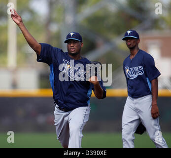 Feb. 13, 2013 - Port Charlotte, Florida, U.S. - CHRIS ZUPPA   |   Times .Tampa Bay Rays pitcher Roberto Hernandez (left) works out during spring training at the Charlotte Sports Park in Port Charlotte, Fla., on Wednesday, 02/13/2013. (Credit Image: © Chris Zuppa/Tampa Bay Times/ZUMAPRESS.com) Stock Photo