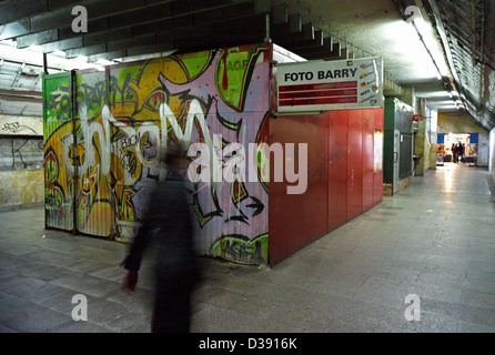 Katowice, Poland, closed shops in underpass Stock Photo