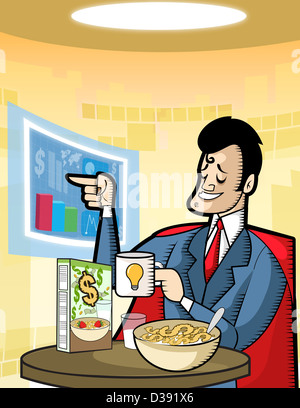 Businessman having money breakfast Stock Photo