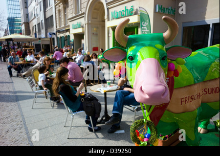 Berlin, Germany, a cow in front of the Marche on the Kurfuerstendamm Stock Photo
