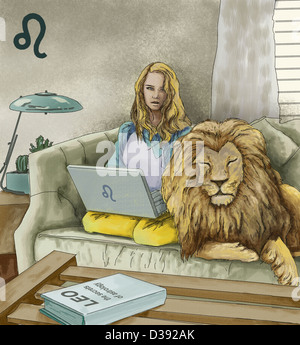 Illustrative representation showing characteristics of Leo people Stock Photo