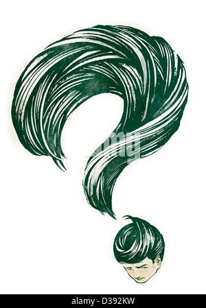 Question mark formed with the hair of a person Stock Photo