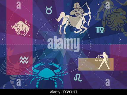 Twelve signs of zodiac Stock Photo