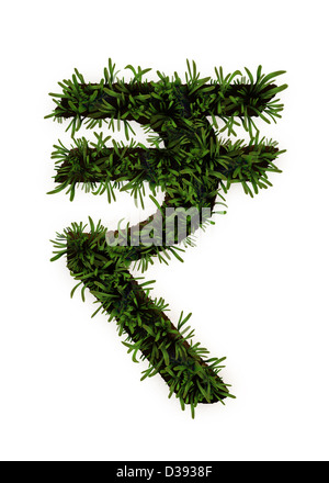 Plants growing on Indian rupee symbol Stock Photo