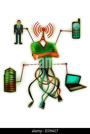 Concept of networking through wireless technology Stock Photo