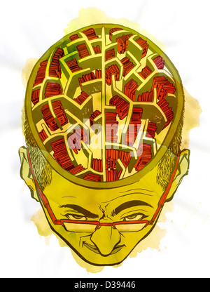Illustration of human brain depicting the source of knowledge Stock Photo