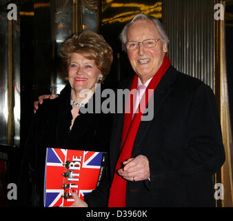 London, UK, 13th February 2013: Nicholas Parsons arrives for the Let It Be - gala night at the Savoy Theatre, The Strand. Stock Photo