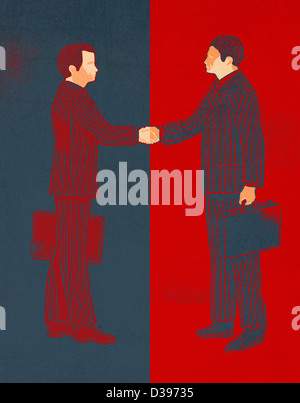 Illustrative image of businessmen shaking hands over a deal Stock Photo