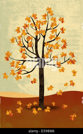 Illustrative image of maple tree in autumn representing the concept of recession Stock Photo