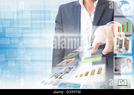 Businessman Pushing Button Stock Photo