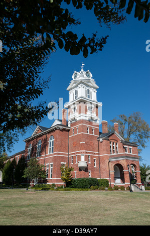 The stately Gwinnett Historic Courthouse (1884) located in the Lawrenceville, Georgia town square. USA. Stock Photo