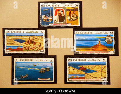 UAE Emirate of Dubai stamp as an Oil nation Museum of Sheikh Saeed Al Maktoum Palace Stock Photo
