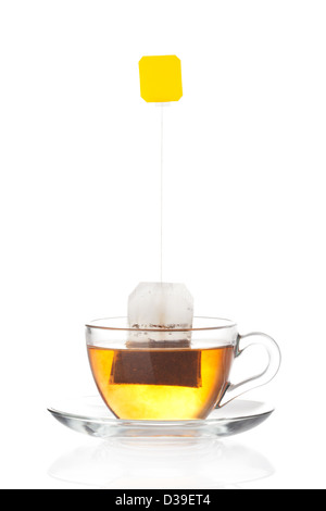 Cup of tea with bag (blank label) inside Stock Photo