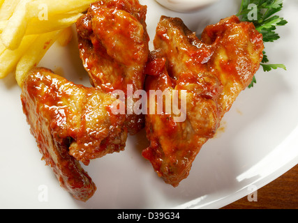 Fried Chicken,Fries potato Stock Photo