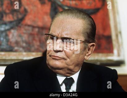 (dpa files) - Yugoslav President Josip Broz Tito, pictured 17 April 1973. Tito died in Ljubljana on 4 April 1980 after long suffering. Stock Photo