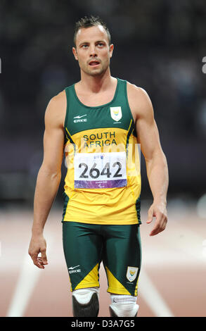 File Pics: South African Paralympic athlete Oscar Pistorius has been charged with murder after his girlfriend Reeva Steenkamp was shot dead at his home in Pretoria  FILE PHOTO - London - 100m Paralympics T44 , London - September 6th 2012  Photo by People Press/Alamy Live News Stock Photo