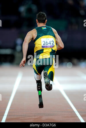 File Pics: South African Paralympic athlete Oscar Pistorius has been charged with murder after his girlfriend Reeva Steenkamp was shot dead at his home in Pretoria  FILE PHOTO - London - 100m Paralympics T44 , London - September 6th 2012  Photo by People Press/Alamy Live News Stock Photo