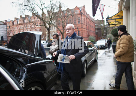 Connaught Hotel, Carlos Place, Mayfair, London, UK. 14th February 2013.   Picture shows Christophe de Margerie, Chairman and CEO at Total leaving the Connaught Hotel after the Total 2012 results meeting in London.  Credit:  Jeff Gilbert / Alamy Live News Stock Photo