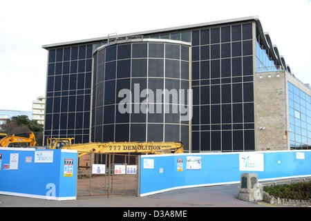 Bournemouth, UK. 14th February 2013. The demolition of the exterior of the much disliked Imax cinema in Bournemouth will begin on Friday 15 February 2013.. Credit John Beasley/Alamy live news.  Stock Photo