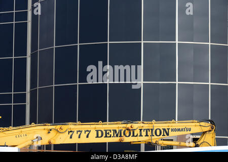 Bournemouth, UK. 14th February 2013. The demolition of the exterior of the much disliked Imax cinema in Bournemouth will begin on Friday 15 February 2013. Credit John Beasley/Alamy live news.  Stock Photo