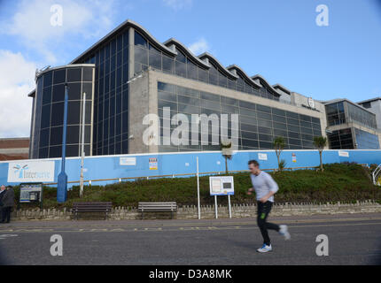 Bournemouth, UK. 14th February 2013. The demolition of the exterior of the much disliked Imax cinema in Bournemouth will begin on Friday 15 February 2013. Credit John Beasley/Alamy live news.  Stock Photo